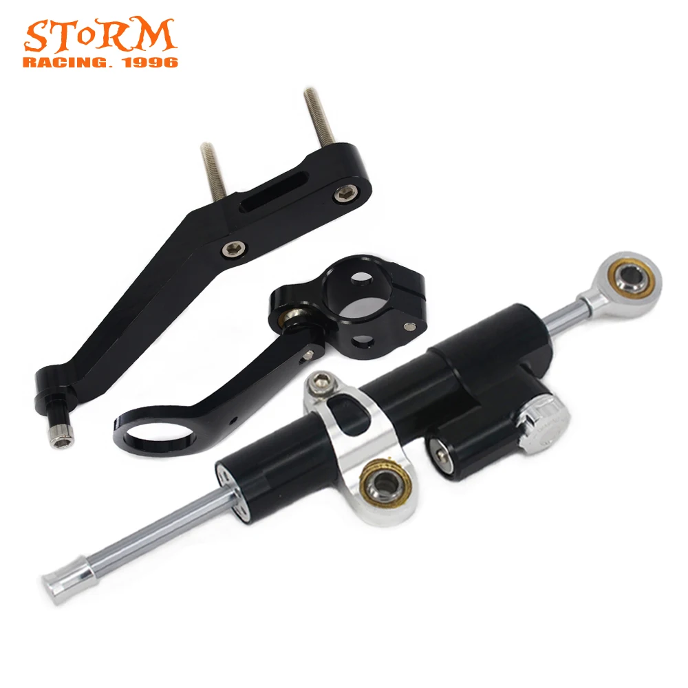 Motorcycle Steering Damper Stabilizer With Mounting Bracket Adapter Set