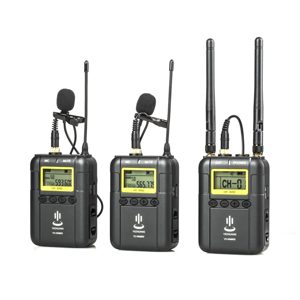 Professional Video Recording Microphone Wireless microphone with Lavalier Lapel Mic and LCD Display Screen for DSLR DV Cameras |