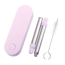 Многоразовый металлический соломинки из нержавеющей стали складные телескопические соломинки металлическая соломинка с щеткой ящик для хранения Бар аксессуары A