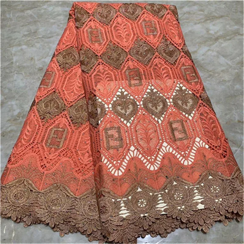 

2019 Latest African Lace Fabric Embroidered Nigerian Guipure for Wedding High Quality 2019 French Tulle Lace Fabric with Stones