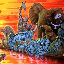 Полный квадратный Стразы Алмазная мозаика на заказ Алмазная вышивка закат мозаичная картина вышивка крестиком слон жираф