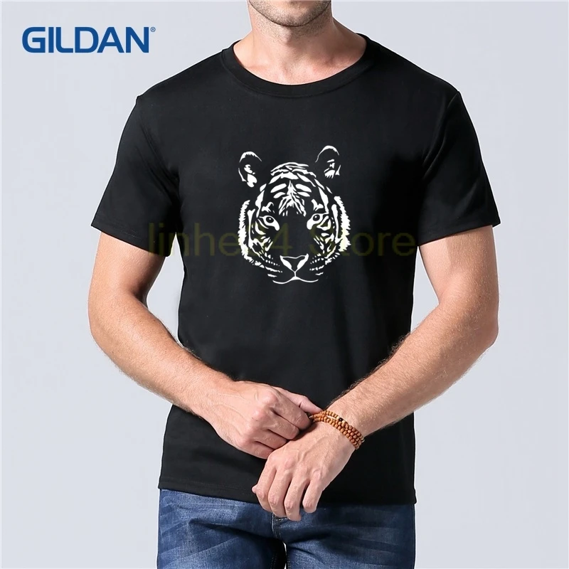 Белый тигр черные Футболка с принтом 2018 черная футболка мужская Camisa последние