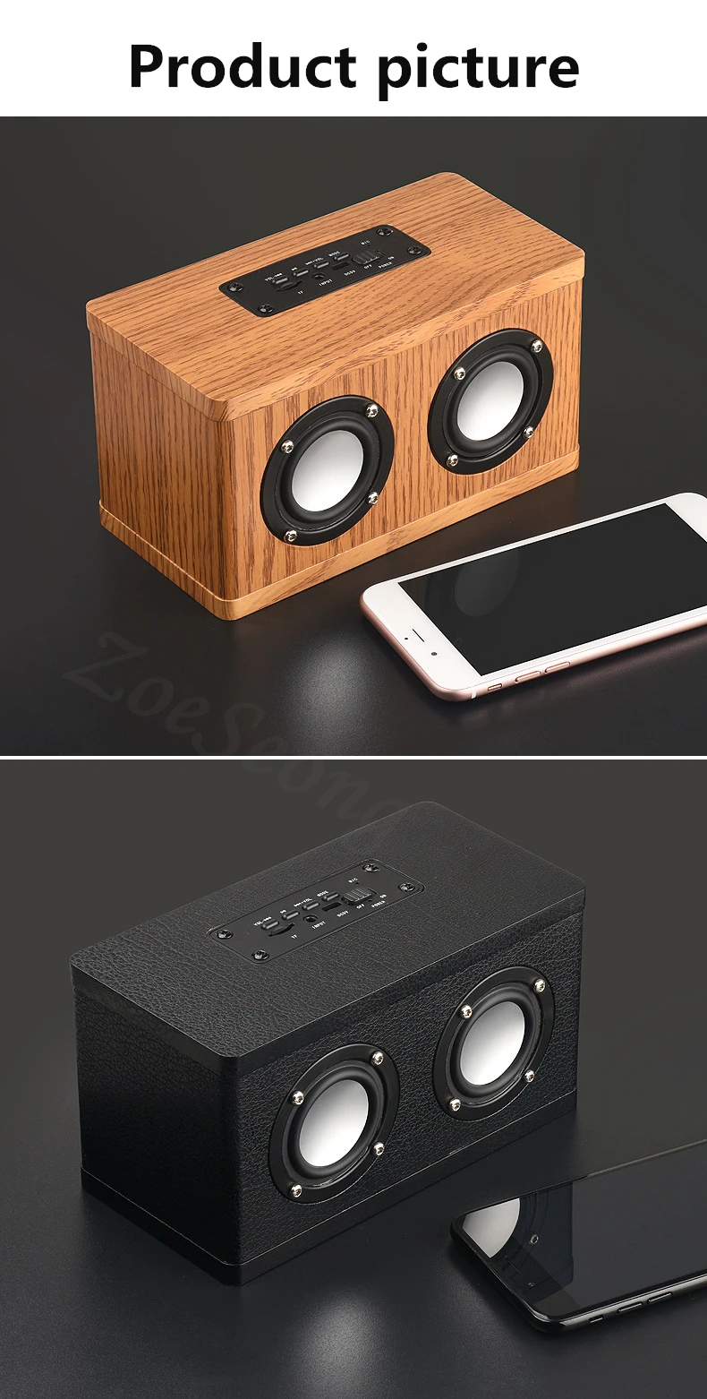 Модный Ретро деревянный беспроводной Bluetooth динамик 3D стерео с двумя пассивными сабвуферами MP3 Настольный бас музыкальный плеер TF карта