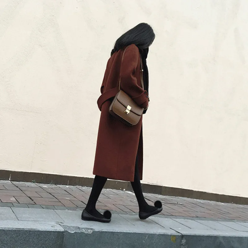 RUGOD зимнее пальто женское теплое шерстяное пальто с отложным воротником длинное женское кашемировое пальто Европейская модная куртка верхняя одежда