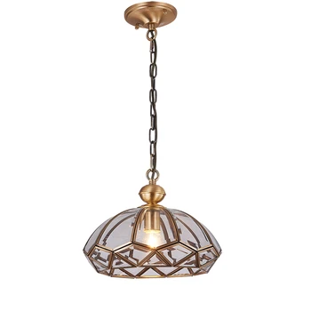 

European style Copper pendant Lamp hanging drop light E27 led lamp 10W warm white AC200V for Bedroom Restaurant home decoration