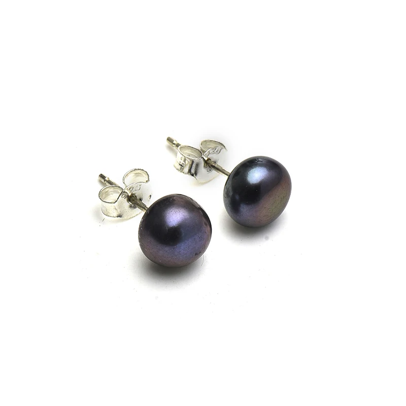 Wholesale Size For Black Pearls 10-11mm 925 Sterling Silver Making DIY Freshwater Earrings Elegant Women Gifts H582 | Украшения и