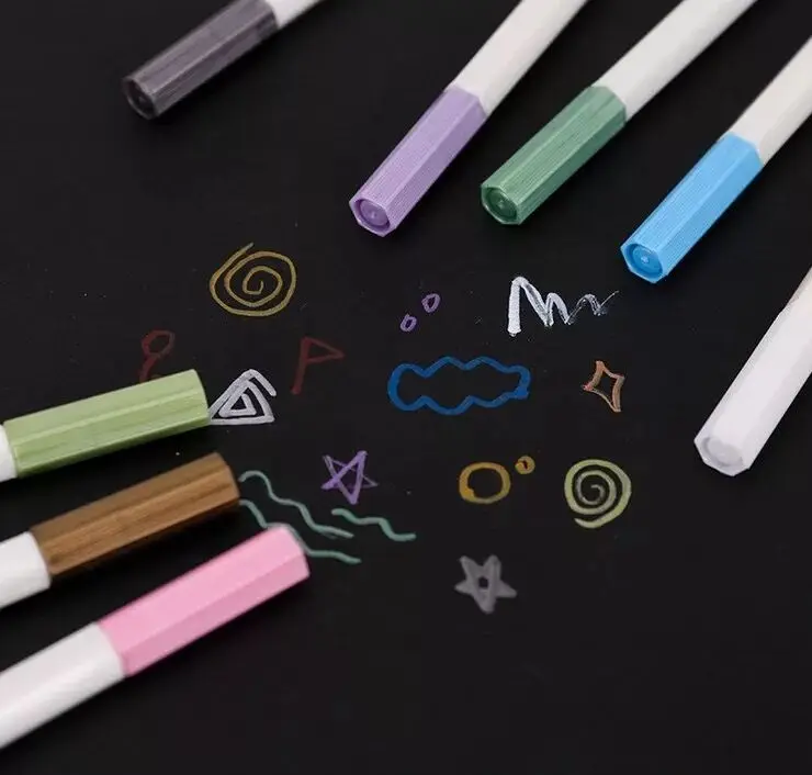Металлические маркерные ручки, набор из 12 разных цветов для раскрашивания взрослых, художественная рок-живопись, изготовление открыток, металл и керамика
