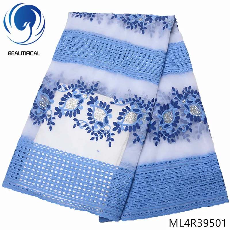 

BEAUTIFICAL blue swiss lace material swiss cotton laces african fabric in fabric high quality french wedding lace fabric ML4R395