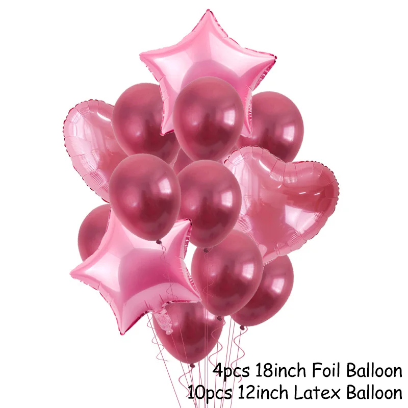 14 шт Золотое сердце звезда воздушный шар "Конфетти" с днем рождения металлические хромированные шары детский душ свадебный Декор баллоны с гелием - Цвет: 14Pcs Balloons 6