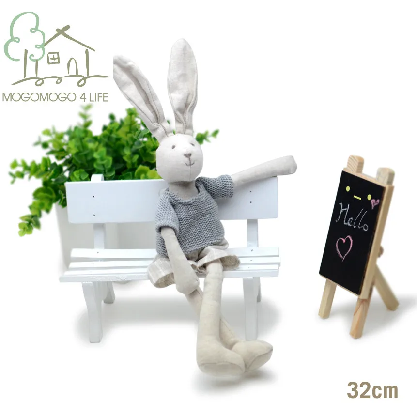 Роскошный хлопковый Лен Эко материал 32 см ручной работы милый мальчик кролик игрушки со свитерами