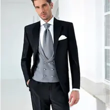 5 штук черные костюмы серебристый жилет галстук белый платок модные Для мужчин костюмы на заказ брендовая одежда торжественные Свадебные офисные Бизнес