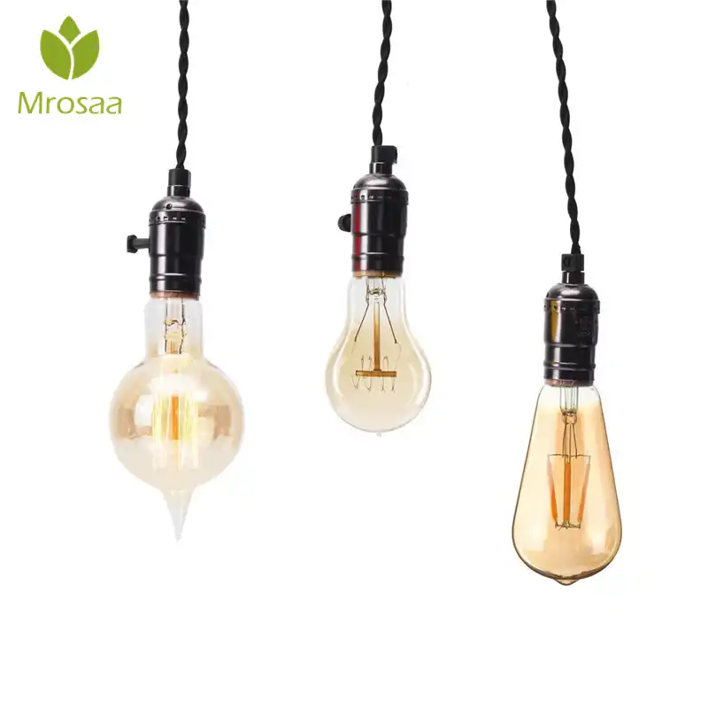 Triple Lamp Heads E26 E27 Socket Vintage Pendant Light Cord E26 E27 Socket Vintage Pendant Light
