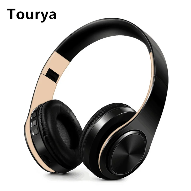 Tourya B7 беспроводные наушники Bluetooth наушники портативная гарнитура наушники с микрофоном для ПК мобильного телефона Xiaomi tv MP3 - Цвет: Black Gold