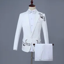 Жакет+ Штаны+ галстук-бабочка) человек жениха белые костюмы костюм мужской элегантные балетки костюмы мужская одежда на свадьбу для выпускных, свадеб