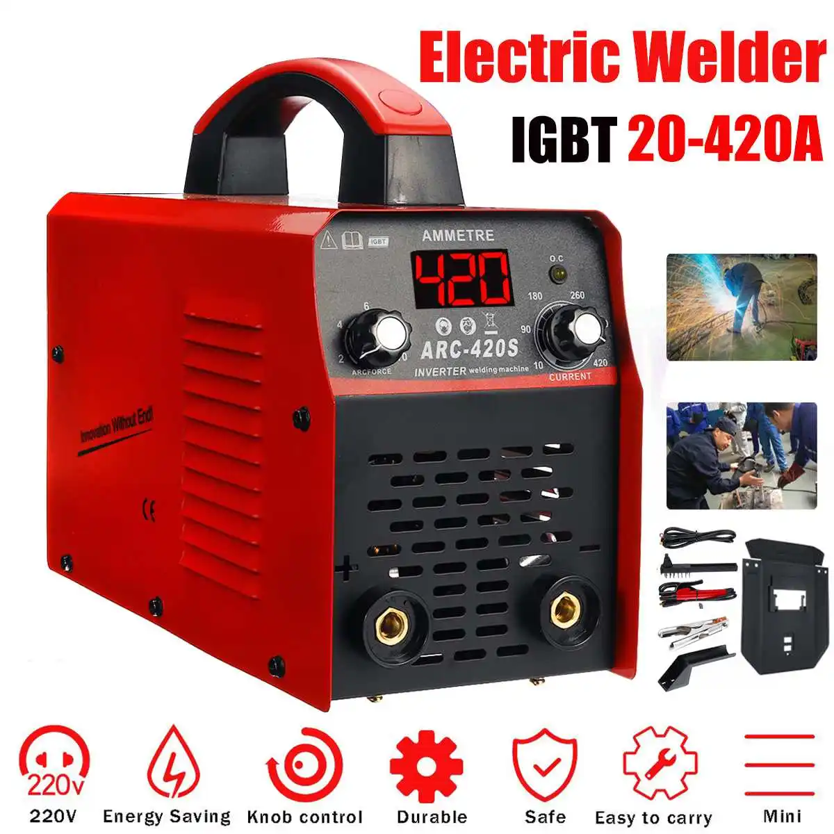 Soldador-máquina de Solda a Arco Inversor Casa Portátil Mini dc Arc Igbt Elétrico Ferramenta 420s 220v 20a-420a