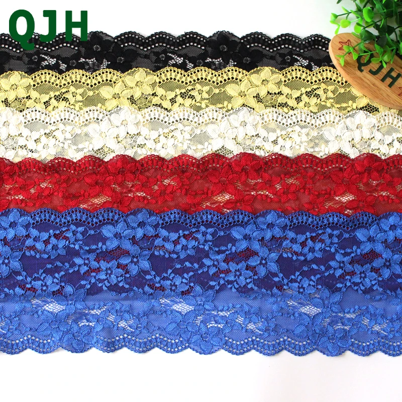 

QJH 16.5cm width 5 colors Elastic lace trim accessory DIY ribbon lace swiss french lace Craft Sewing decoration Royal blue Lace