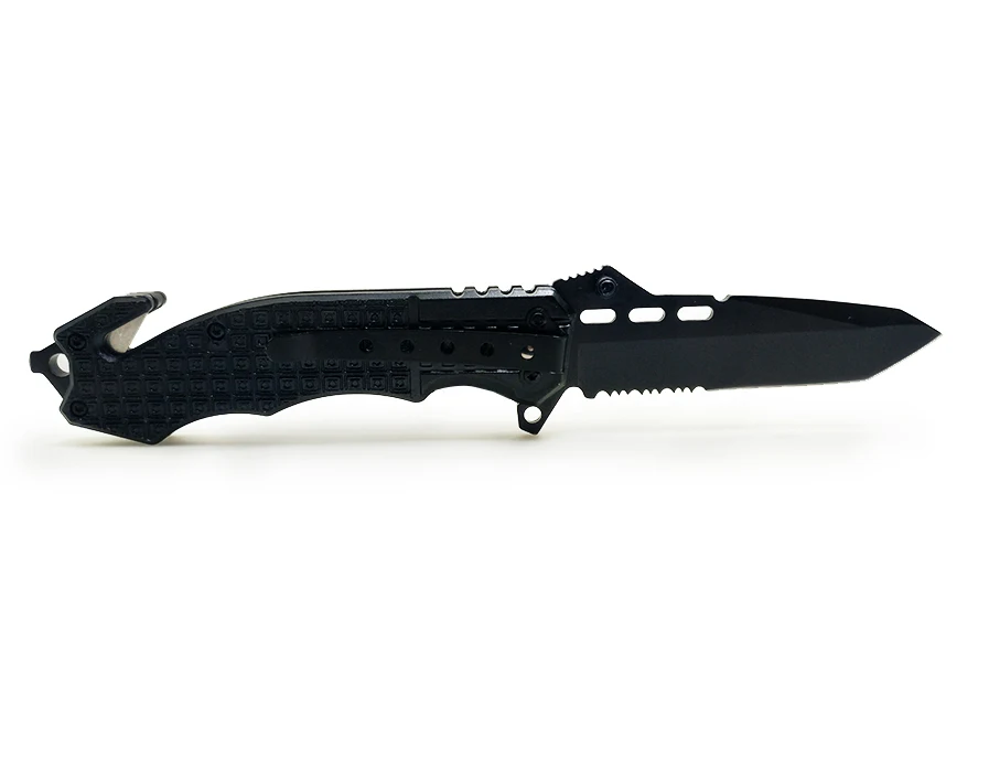WTT 229 черный складной охотничий нож 7CR17Mov с полузубчатым лезвием, тактические карманные ножи для кемпинга и выживания, многофункциональные инструменты для повседневного использования