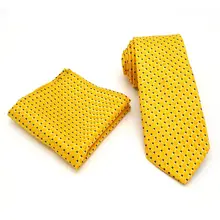 T215 классический мужской шелковый 8 см роскошный платок-галстук набор желтый платок в крапинку галстук для мужчин Свадебная деловая Вечеринка Рождество