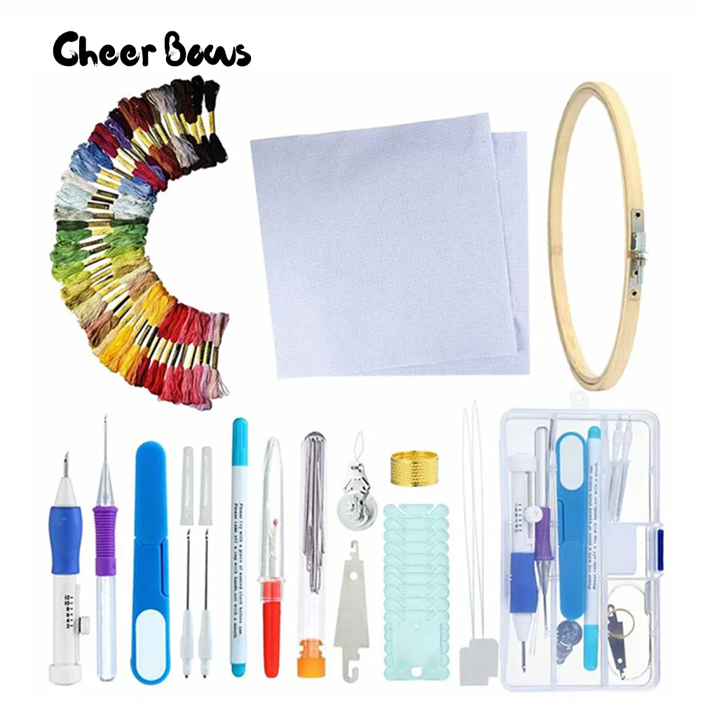

Magic Embroidery Pen Set Sewing Tool Kit Punch Magic DIY Needle Set Threads Plastic+Steel Home Decoration DIY Sewing Tools