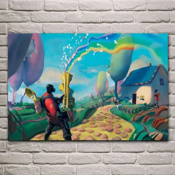 

lovely rainbow house pyro tf2 team fortress 2 artwo living room bedroom home wall art decor wood frame fabric poster print EX322