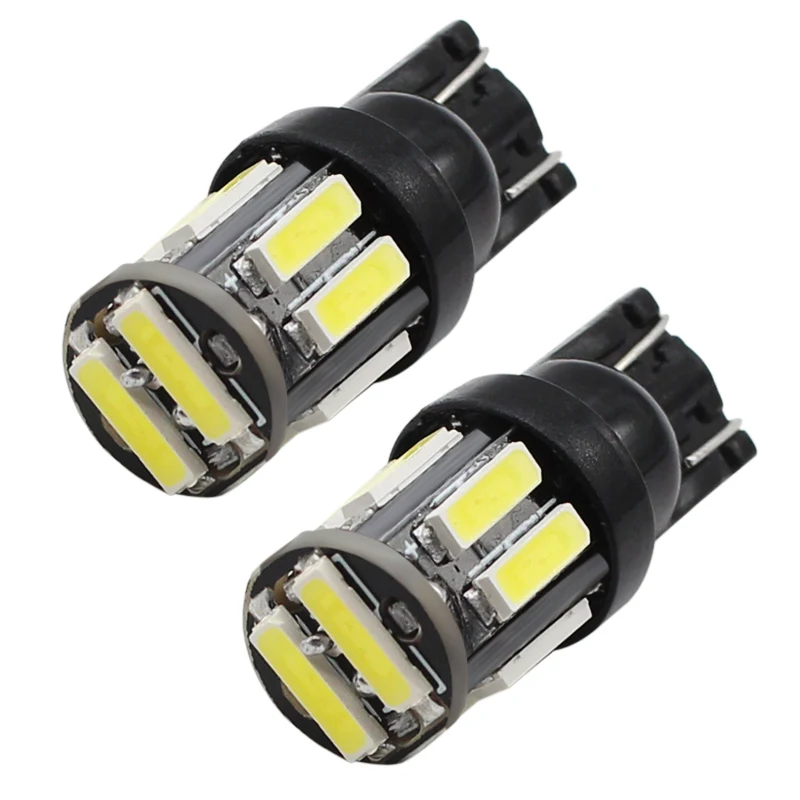 

2Pcs T10 W5W 10 Led 7020 SMD Lights Car W5W LED 194 168 Wedge Side Replacement Instrument Panel Lamp White Bulbs T10 LED Light