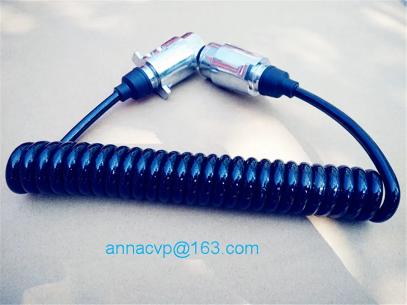 Витой кабель, спиральный кабель, спиральный кабель, 3 м, 2x7 pin 12 V alu. Заглушки для прицепа, запчасти для прицепа