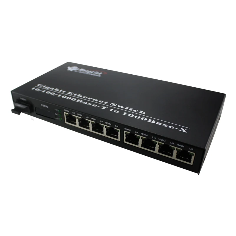 

1.25G 8port Ethernet RJ45 to fiber optic media converter SC Single-mode 20KM ethernet switch converter 1 pair