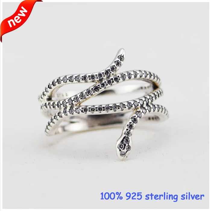 Змея серебряные кольца с CZ 925 пробы 100% серебряные ювелирные изделия DIY оптовая продажа 09R053