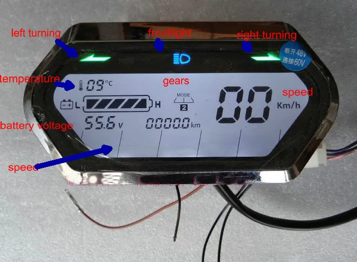 

speedometer LCD DISPLAY 48v60v72v light/battery level/power indicator for Electric scooter bicycle tricycle dashboard MTB gauge