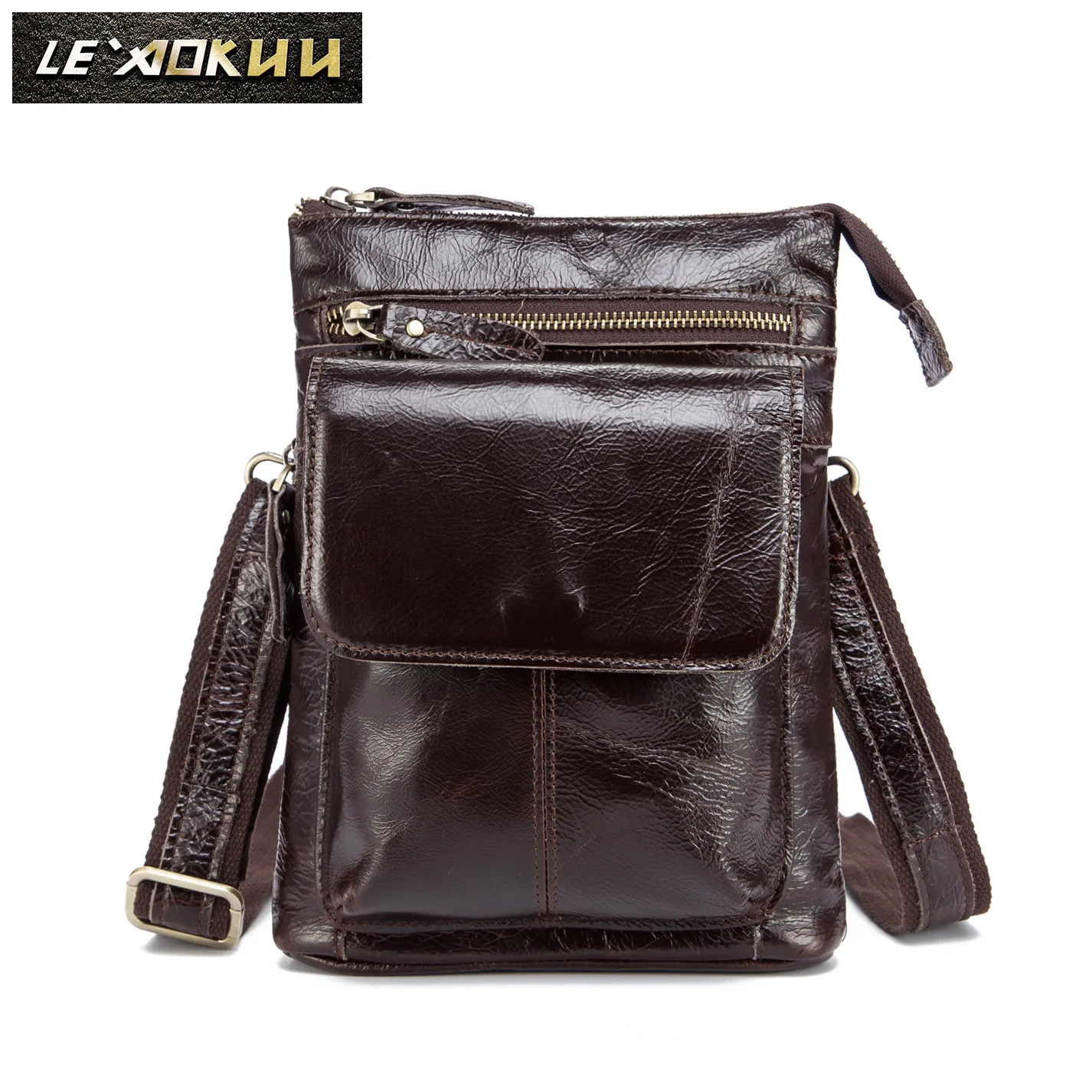 Оригинальная кожаная мужская модная повседневная школьная сумка-мессенджер дизайнерская сумка через плечо сумка 1" чехол для планшета для мужчин 611-17-c