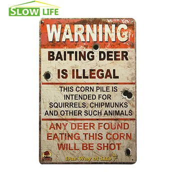 Warning Baiting Deer Metal Tin Sign Farm/Hotel Wall Decor Metal Sign Vintage Home Decor Metal Plaque Retro Painting Art Poster