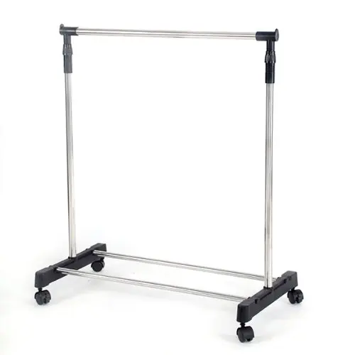 

Coat Rail Garment Rack Storage Cloth Stand - Height Adjustable from 90-165cm, Heavy Duty with Wheels