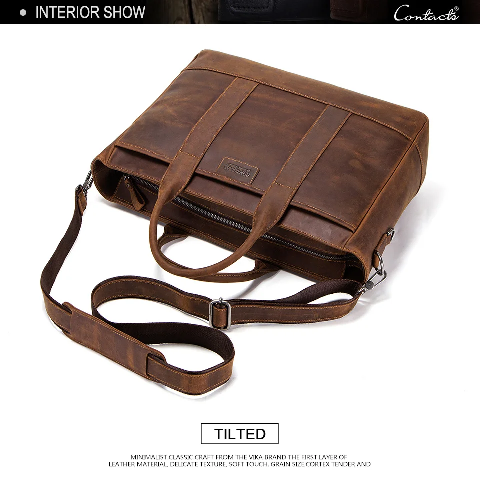 CONTACT'S Кожаная высококачественная повседневная вместительная сумка года в винтажном стиле, может использоваться как дорожная сумка