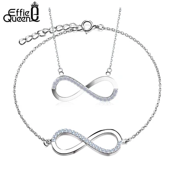 

Effie Queen Infinity Sign Jewelry Set Fashion Women Zircon Infinity Necklace Set Bracelet Set for Women WS86