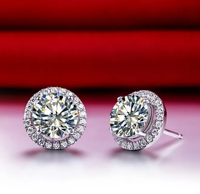 Solid White Gold Earrings For Women 0 5ct Piece Sona Diamond Earring Solid White Gold Earrings For Women 0 5ct Piece Sona Diamond Earring Stud Female Engagement Jewelry 14k In From