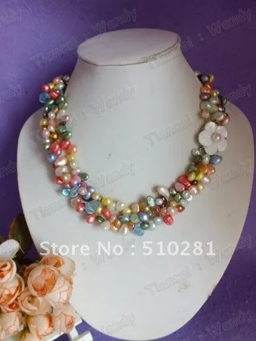 Модные вечерние ювелирные изделия из жемчуга-цветок-застежка с разноцветными бусинами ожерелье из пресноводного жемчуга