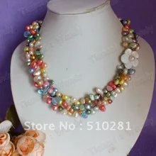 Модные вечерние ювелирные изделия из жемчуга-цветок-застежка с разноцветными бусинами ожерелье из пресноводного жемчуга