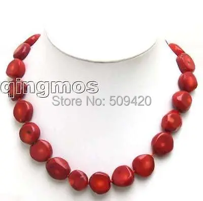

Wholesale>>>SALE GENUINE NATURAL BIG 12*15mm BAROQUE Red Coral 18" Necklace