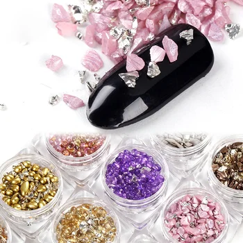 

1Box 12 Mixed Color Chameleon Rhinestones For DIY Nail Decoration Clear Irregular Stone Manicure accessories