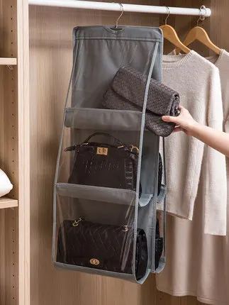 

Transparent Hanging Closet Organizer Handbag Dust Cover Multi-layer Hanging Closet Shelves Purse Handbag Hanger For Ward