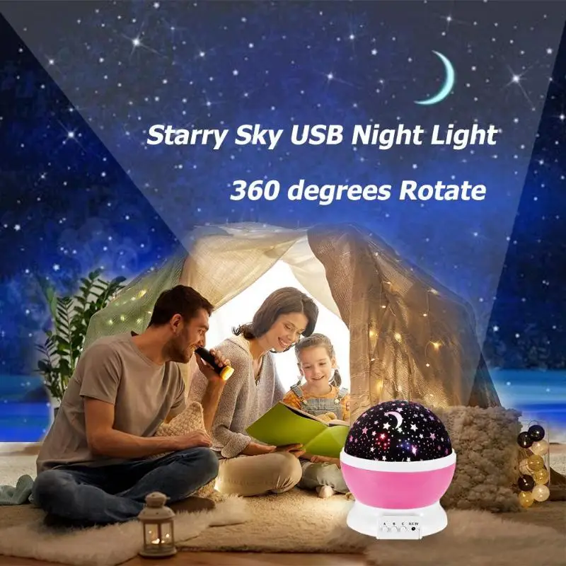 Романтический Звездное небо светодиодный проектор лампа USB ночной Светильник креативные световые украшения для вечеринок вращающаяся настольная лампа детские игрушки подарки