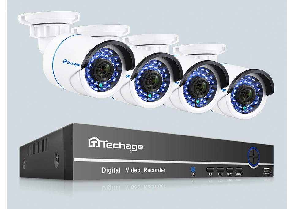 Techage 4CH 1080P 48V POE NVR CCTV система безопасности 1080P 2MP аудио ip-камера Открытый ИК ночного видения P2P комплект видеонаблюдения