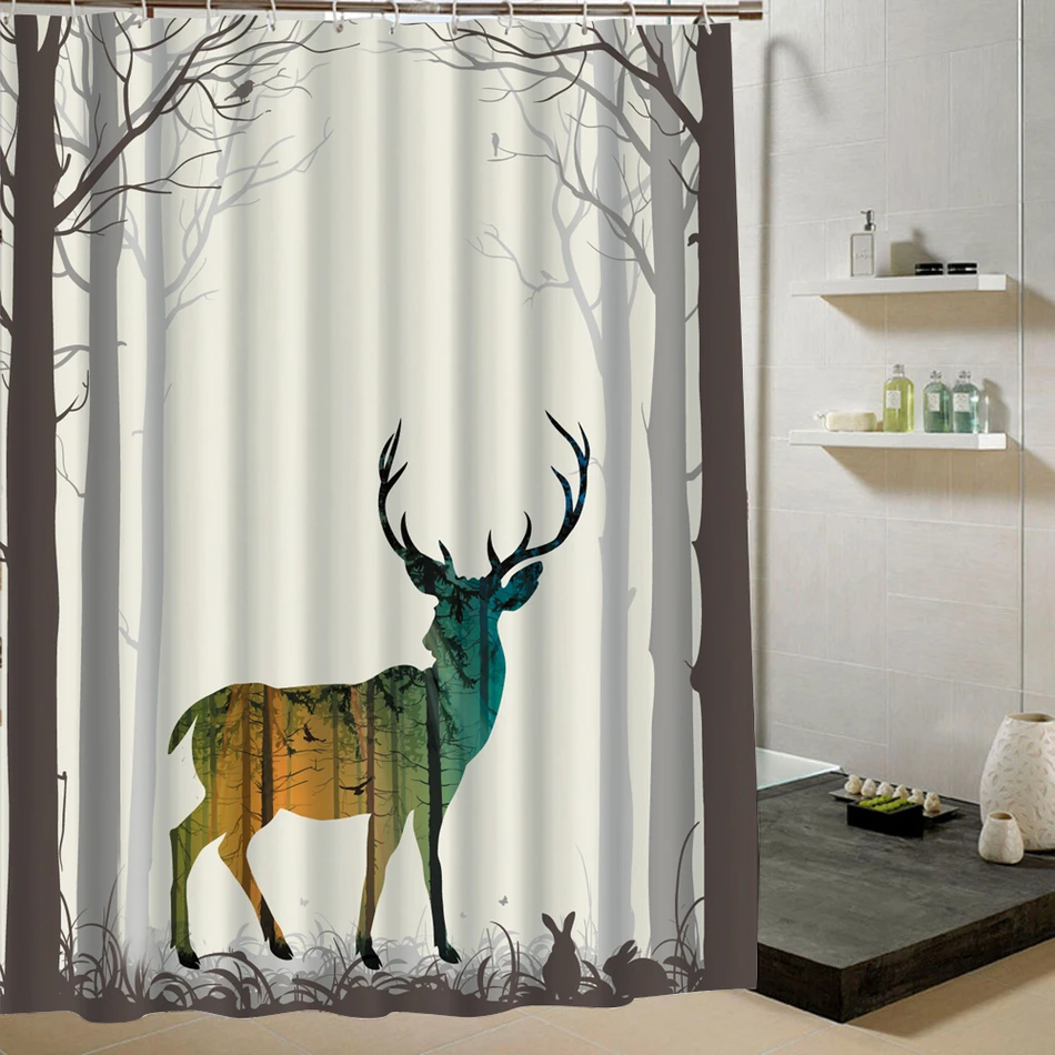 Cute Animal Pattern Deer Dog Shower Curtain Cartoon Design Bathroom Curtain For Bathroom Decor New Hot Patterned Shower Curtains Designer Shower Curtainshower Curtain Aliexpress