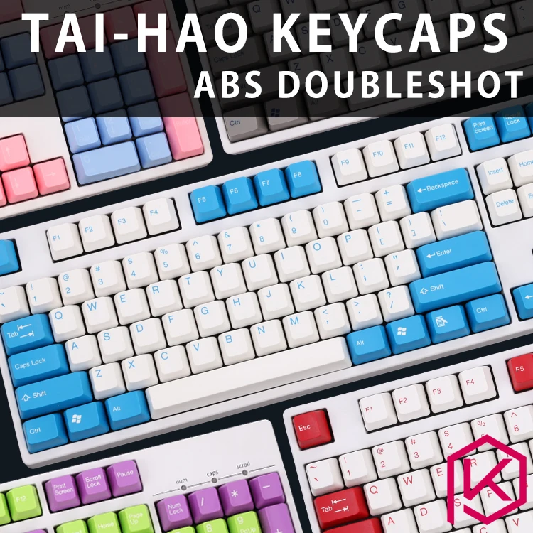 

taihao abs double shot keycaps for diy gaming mechanical keyboard color of wangziru blue white grey red orange purple