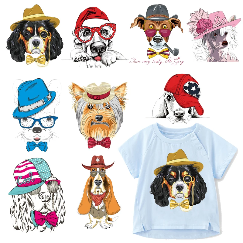 

Cute Dog Patch Iron on Transfer Cartoon Animals Patches for Clothing DIY T-shirt Badges Stickers Applique on Clothes Heat Press