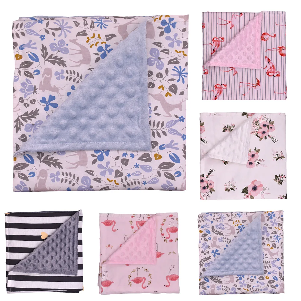 Minky bubble dot blanket Flamingos Baby Blanket Newborn ...
