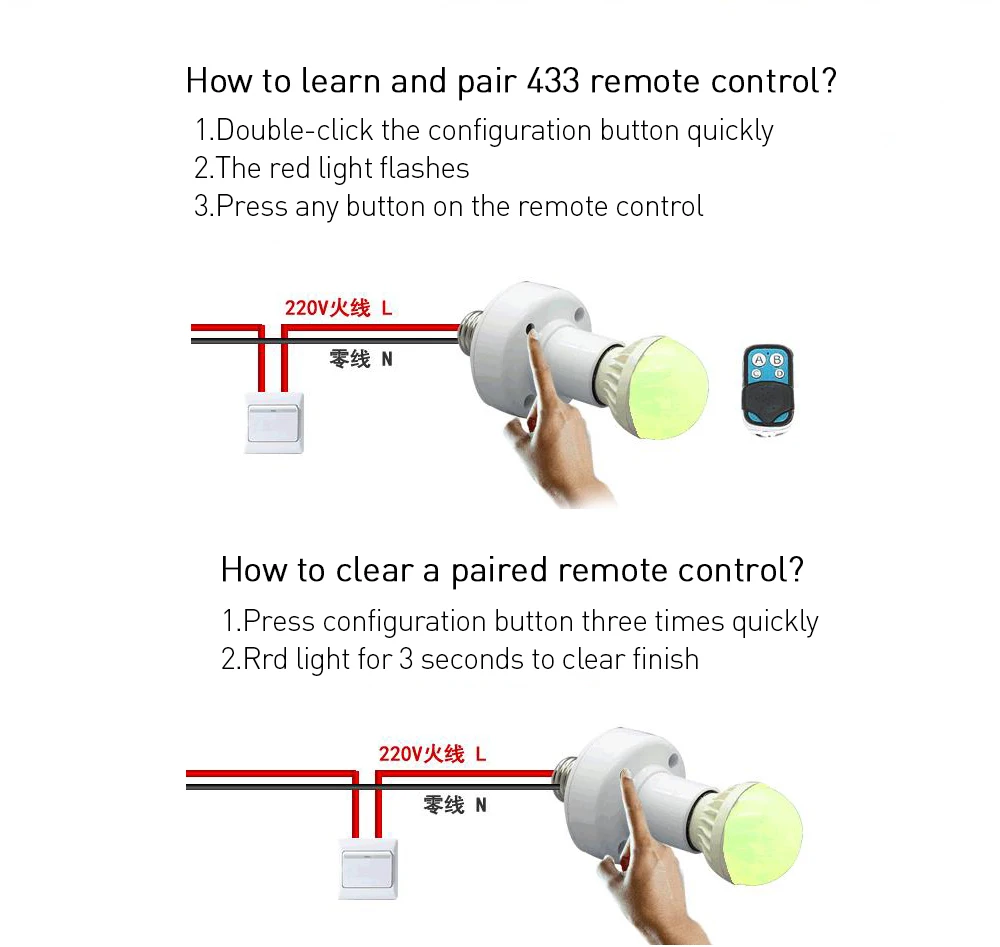 Itead Sonoff Slampher RF E27 WiFi беспроводной дистанционный светильник, держатель, Умный домашний переключатель 433 МГц, универсальная лампа для IOS Android