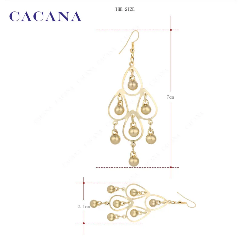 CACANA Dangle Long Earrings For Women Beautiful Round Water Drop Bijouterie Hot Sale No.A111 A112