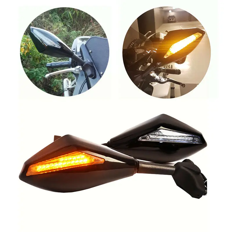 LEDS Arrow Turn Signal Integrated Rearview Sport Mirror For Suzuki