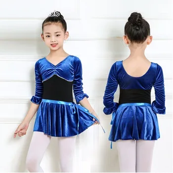 

Children's New Pattern Long-Sleeved Laitn dance skirt girl Stage dancewear Practice Dance Level Examination